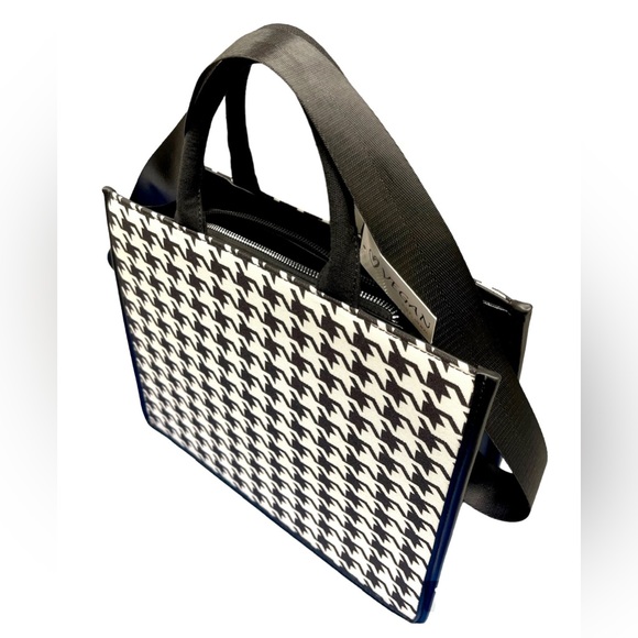 Houndstooth Canvas Tote with Removable Straps - Picture 2 of 11